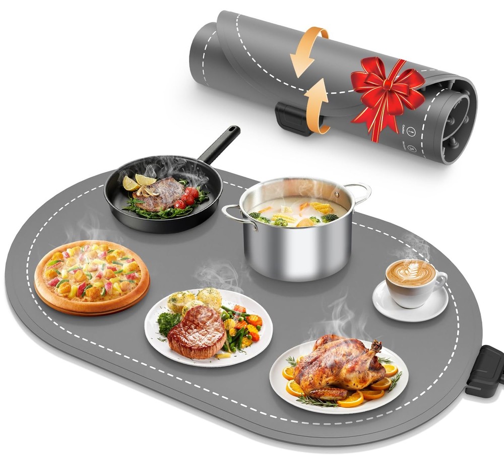 seenlast Warming Mat for Food with Adjustable Temperature Timer,10S Fast Heating
