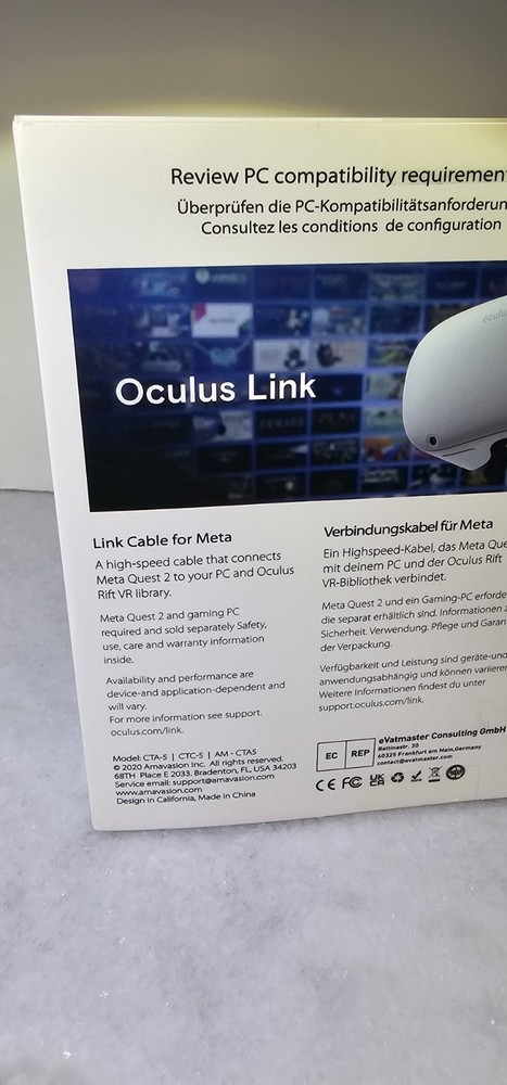 Meta Quest Link Cable Virtual Reality Headset Cable for Quest - 16FT (5M) PC VR