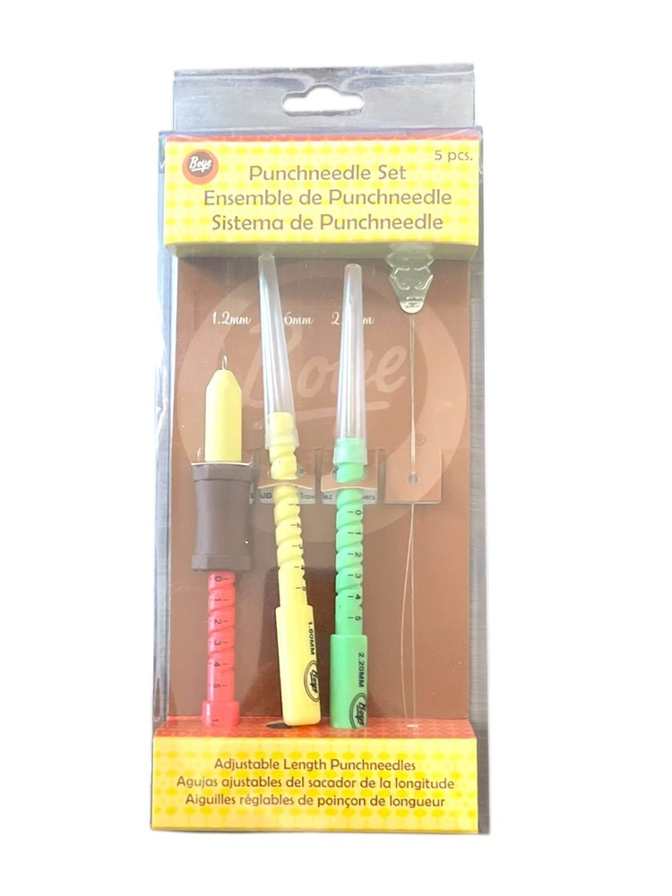 Boye Punchneedle Set Adjustable Length 5pc Embroidery Tool Kit 1.2-2.2mm