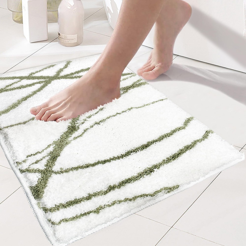 Tititex Luxury White Sage Green Curve 1'4" x 2' (Rectangular),