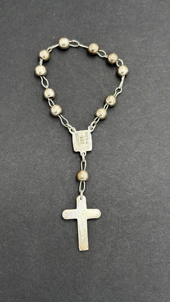 Vintage Mexico Taxco Sterling Silver 925 Pocket Rosary TM-298