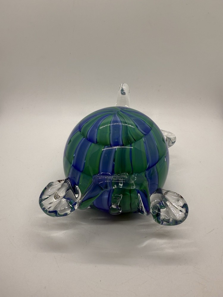 Big Blue glass turtle figurine 6 Inches