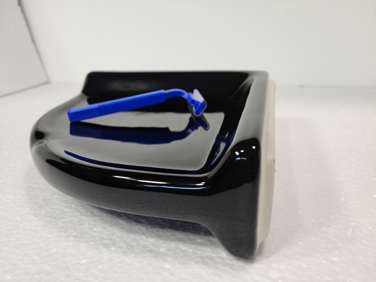 Vintage Black Ceramic Shower Tile Corner Tray Soap Dish Shampoo Holder Caddy