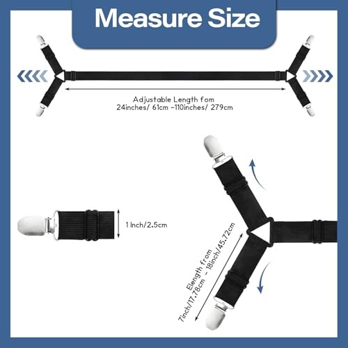 Bed Sheet Holder Straps Adjustable Sheet Fasteners Clips Keep Bedding 2 Black