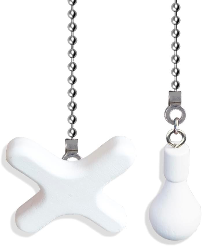 2 Pack Ceiling Fan Pull Chains, 12-inch Beaded Ball Extension Chains with White