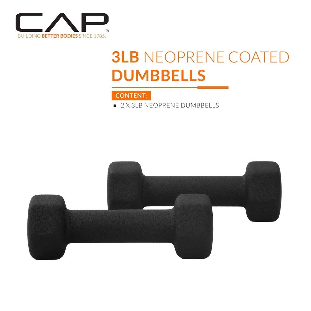 Neoprene 3 LB Dumbbell Weights Pair for Home Workouts, Black