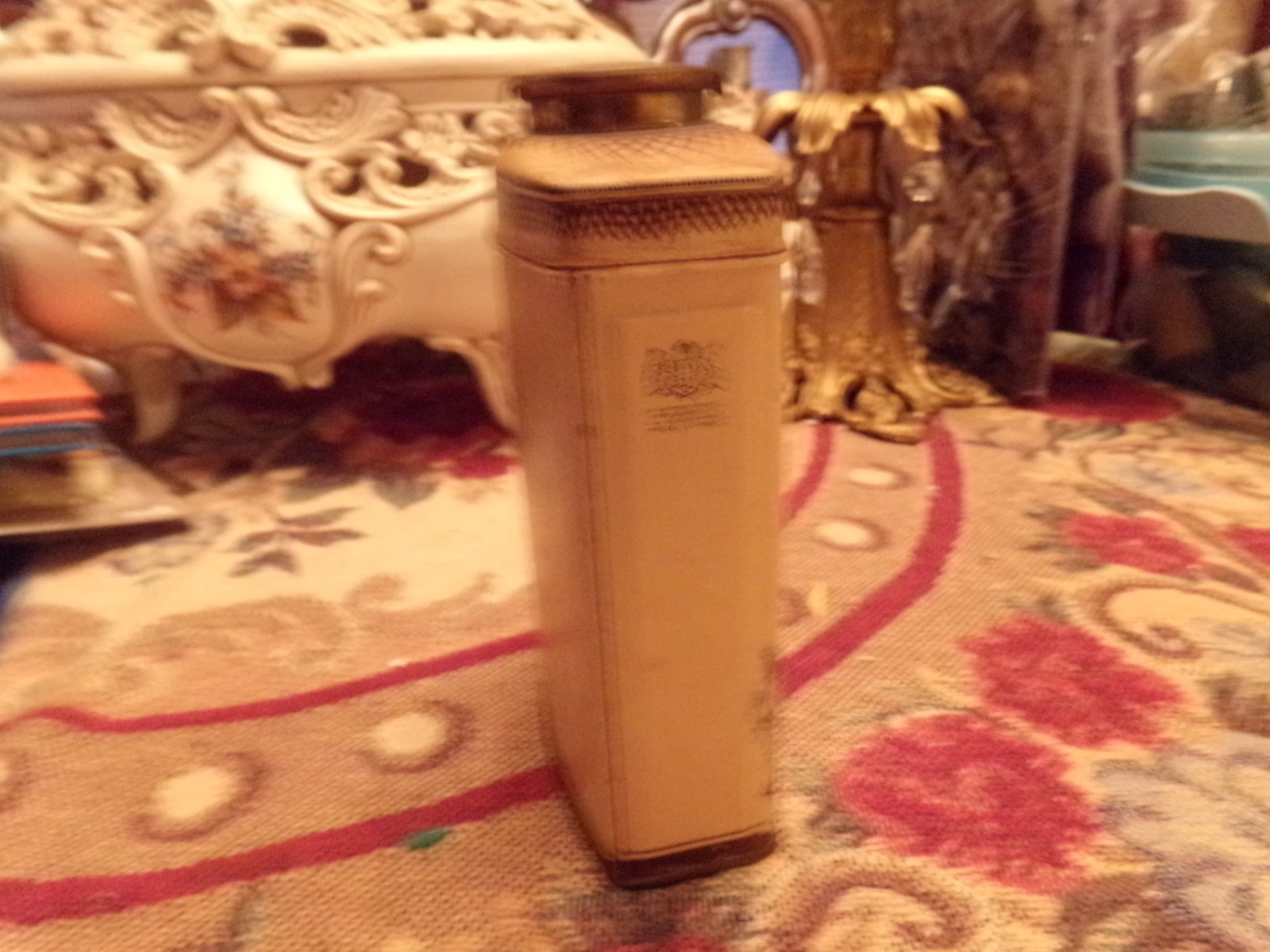 Vtg 1950's Yardley Old English Lavender Talc Powder Tin With Brass Lid