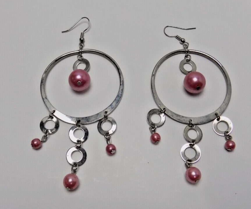 VINTAGE PIRCED EARRINGS - HOOP / DANGLE - TWO PAIR