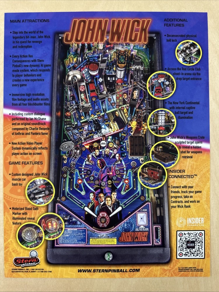 Stern John Wick Premium Pinball Flyer