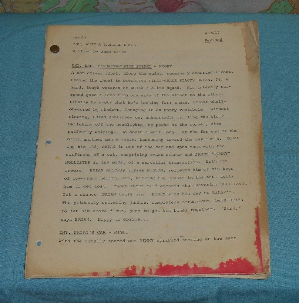 original KOJAK SCREENPLAY SCRIPT "OH, What A Tangled Web ... " Telly Savalas