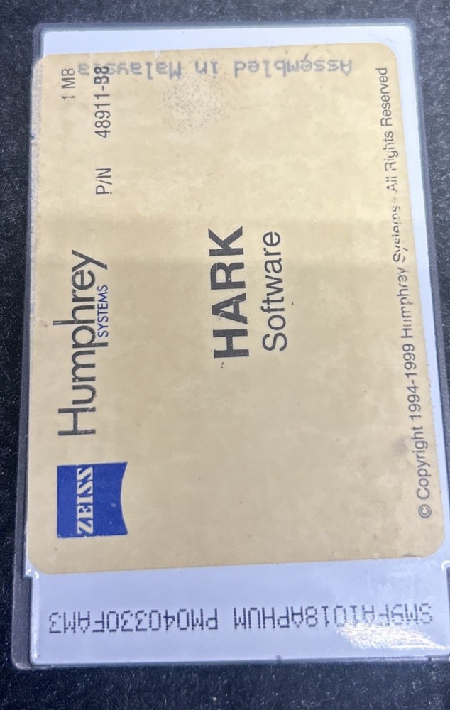 Zeiss Humphrey Auto Refractor Keratometer ARK Model 599 Software Card
