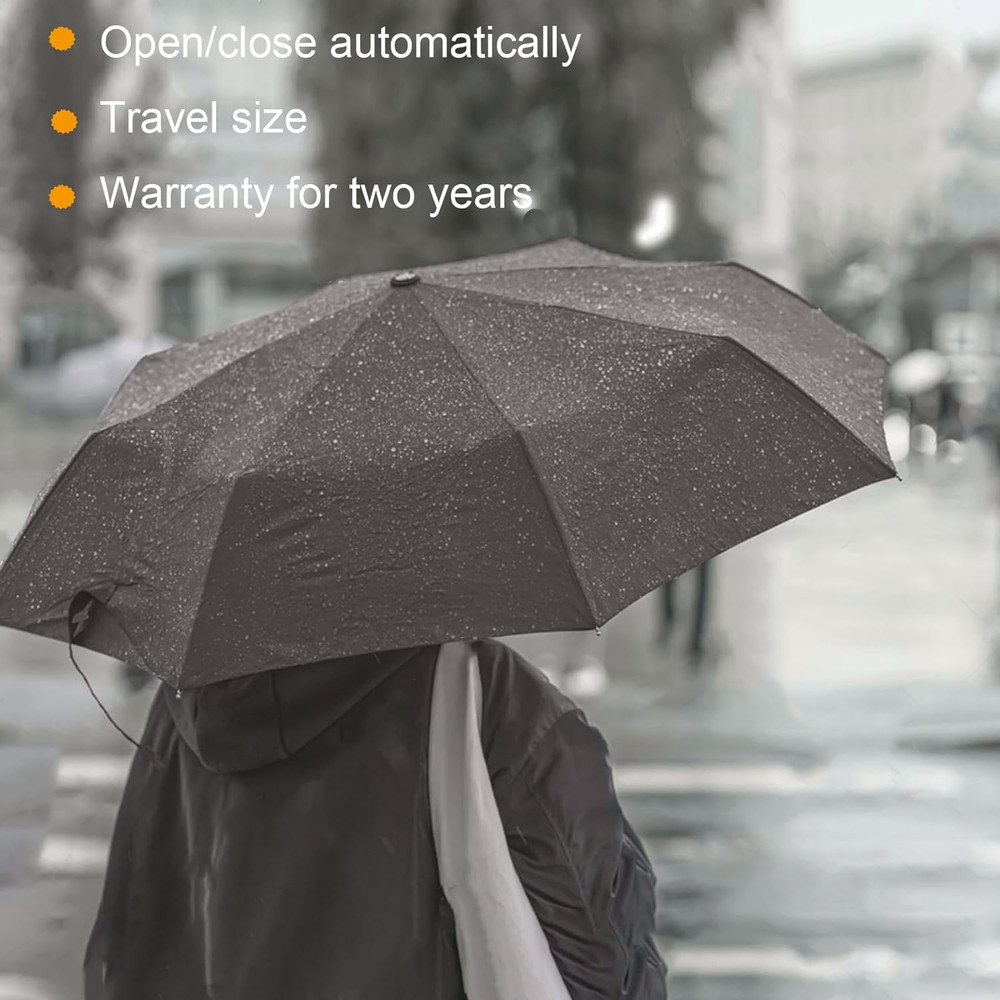 Compact Travel Umbrella - Windproof Auto Open/Close, Small Folding Umbrella for