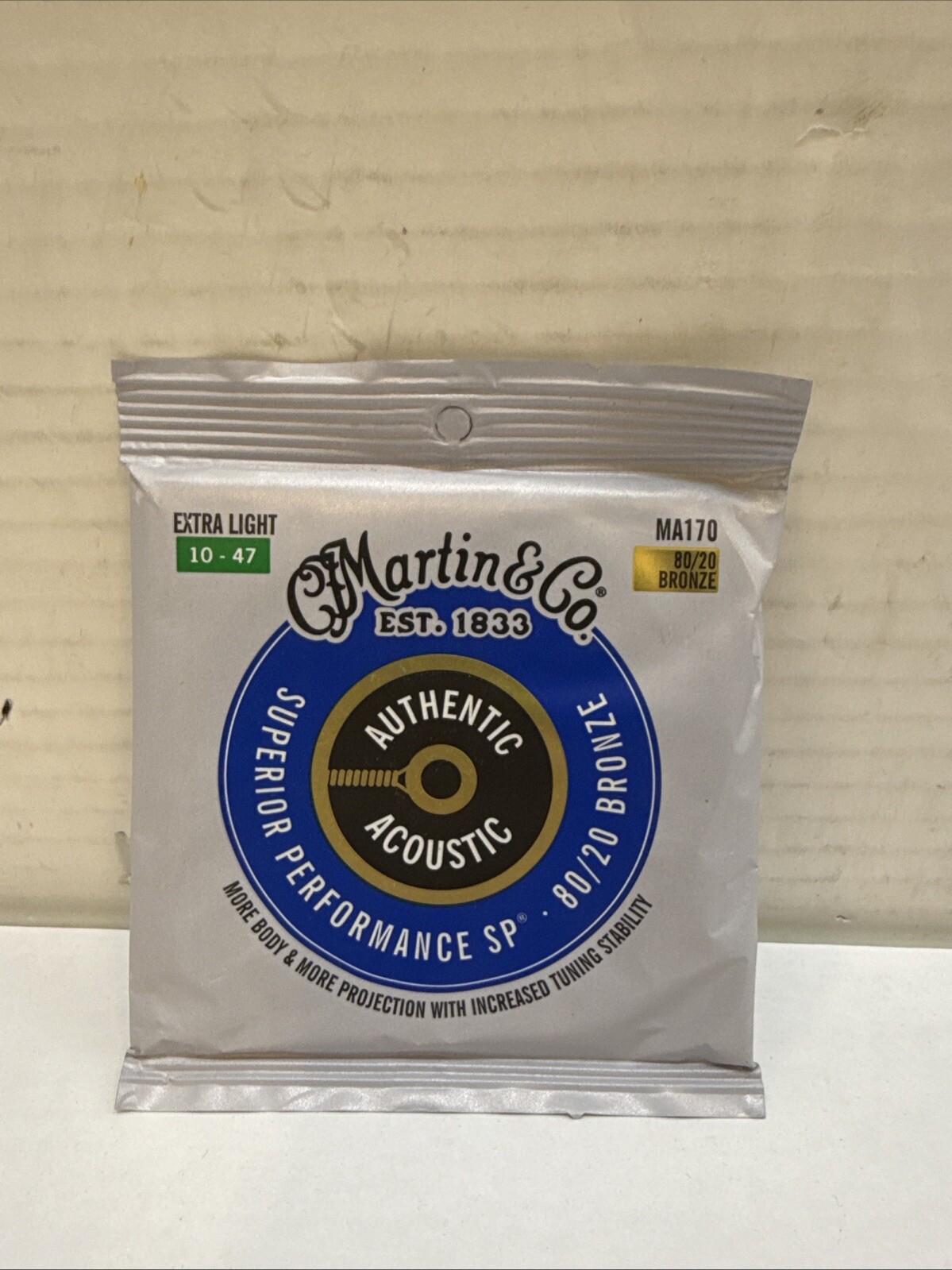 Martin MA170 Authentic Acoustic SP 80/20 Bronze Guitar Strings, Extra Light