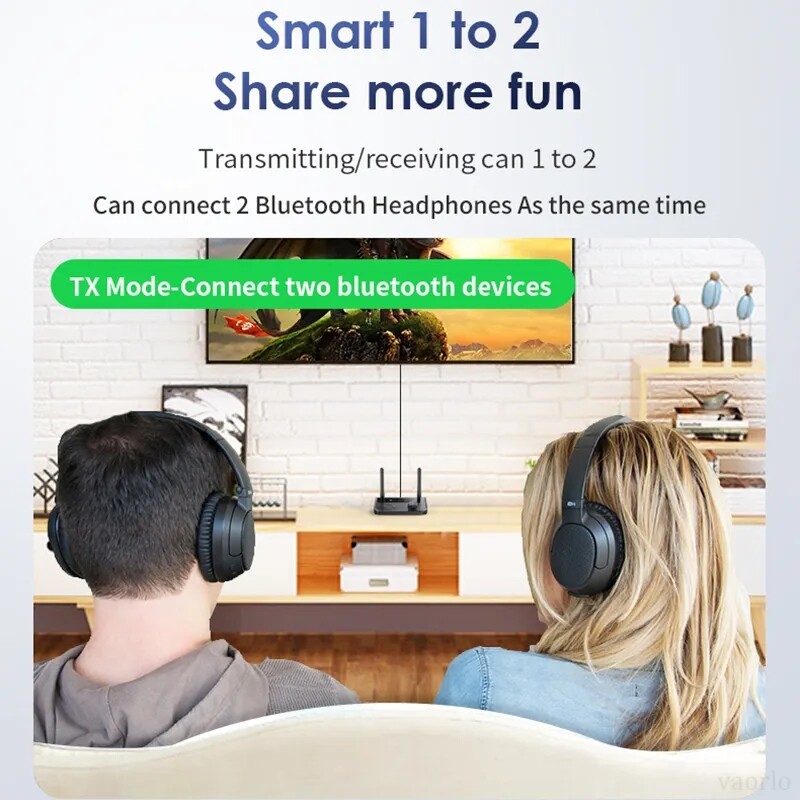 Long Range Bluetooth5.3 Transmitter Receiver Stereo Audio Adapter For Home PC TV