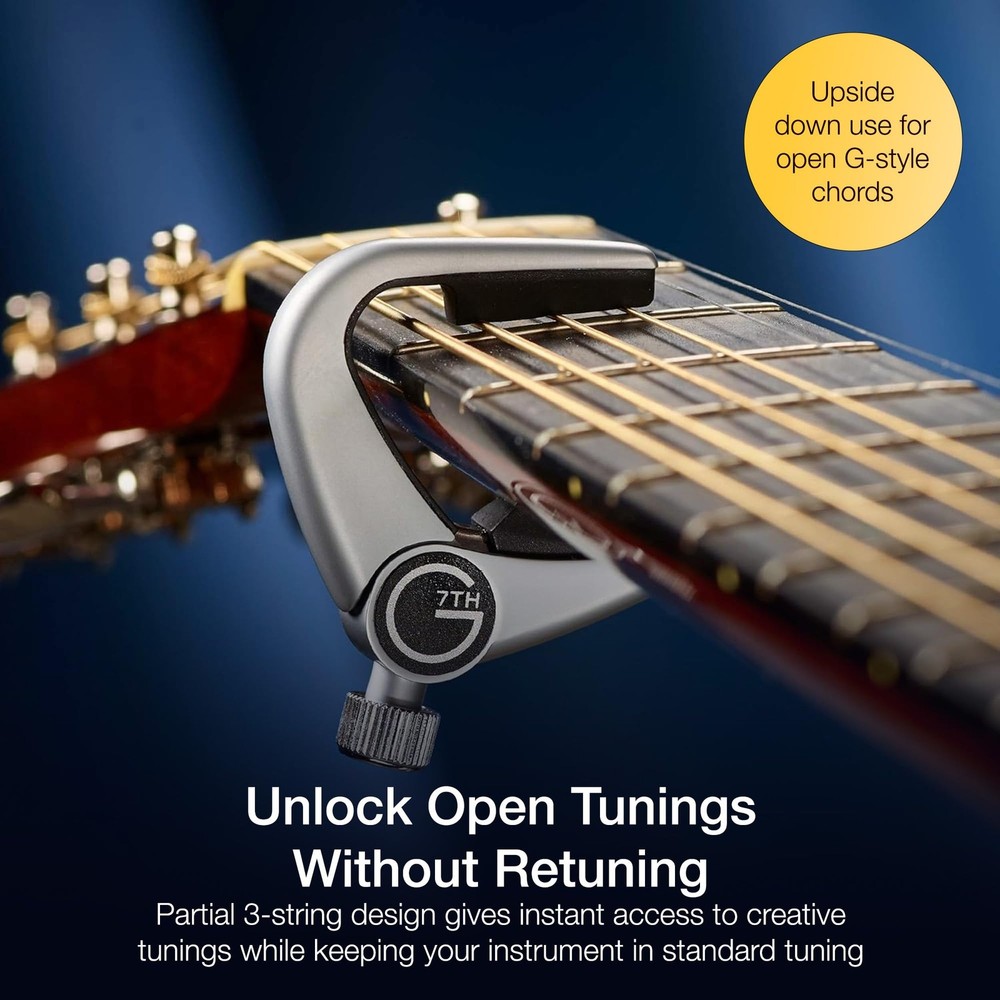 Newport 3 String Partial Silver Guitar Capo - Lightweight with Adjustable Tensio