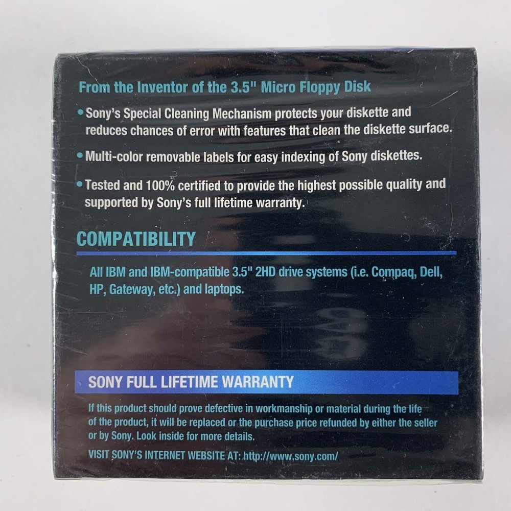 Sony 3.5 Inch Micro Floppy Disk Double Sided High Density 1.44MB B-B