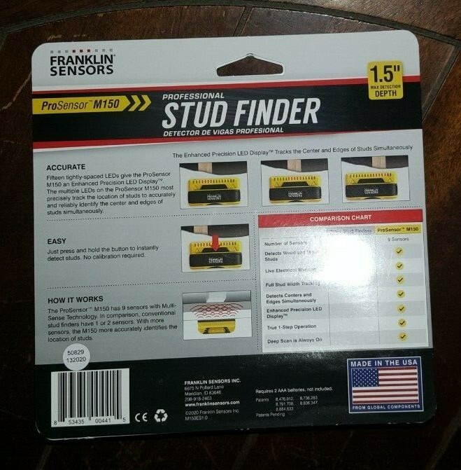 Franklin Sensors ProSensor M150 Professional Stud Finder(9 Sensors & 1.5" Depth)