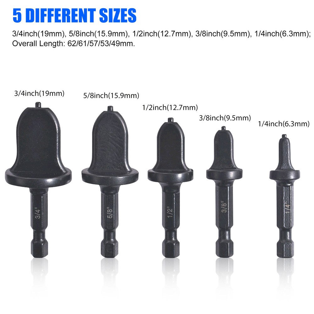 5PCS Air Conditioner Swaging Drill Bit Tube Expander Set Flaring Handle Kit Tool