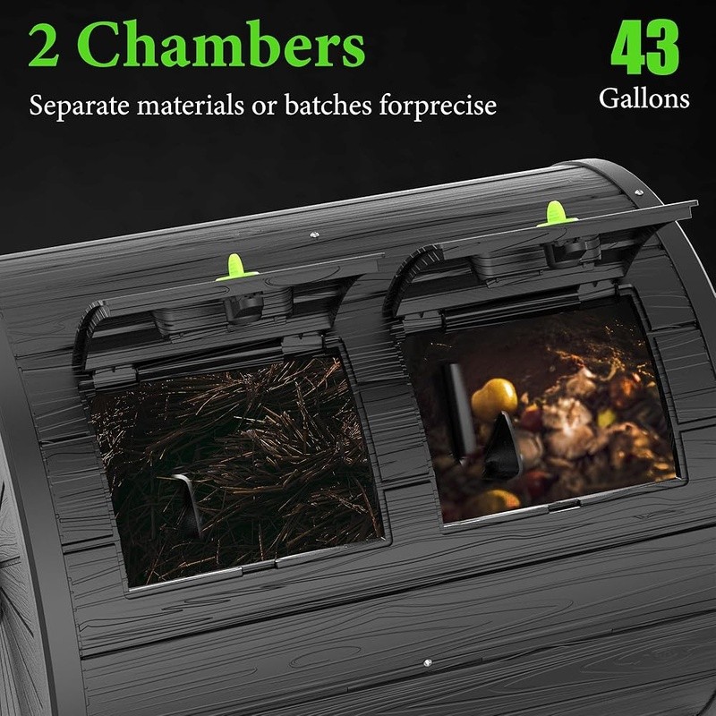 Dual Chamber Composter Efficient Batch Composting Easy Assembly Eco-Friendly New
