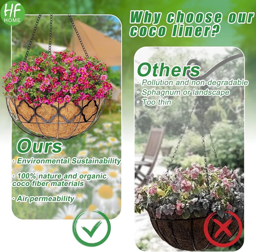 2PCS 16" Round Coco Liner Coco Replacement Liner Basket Window Box
