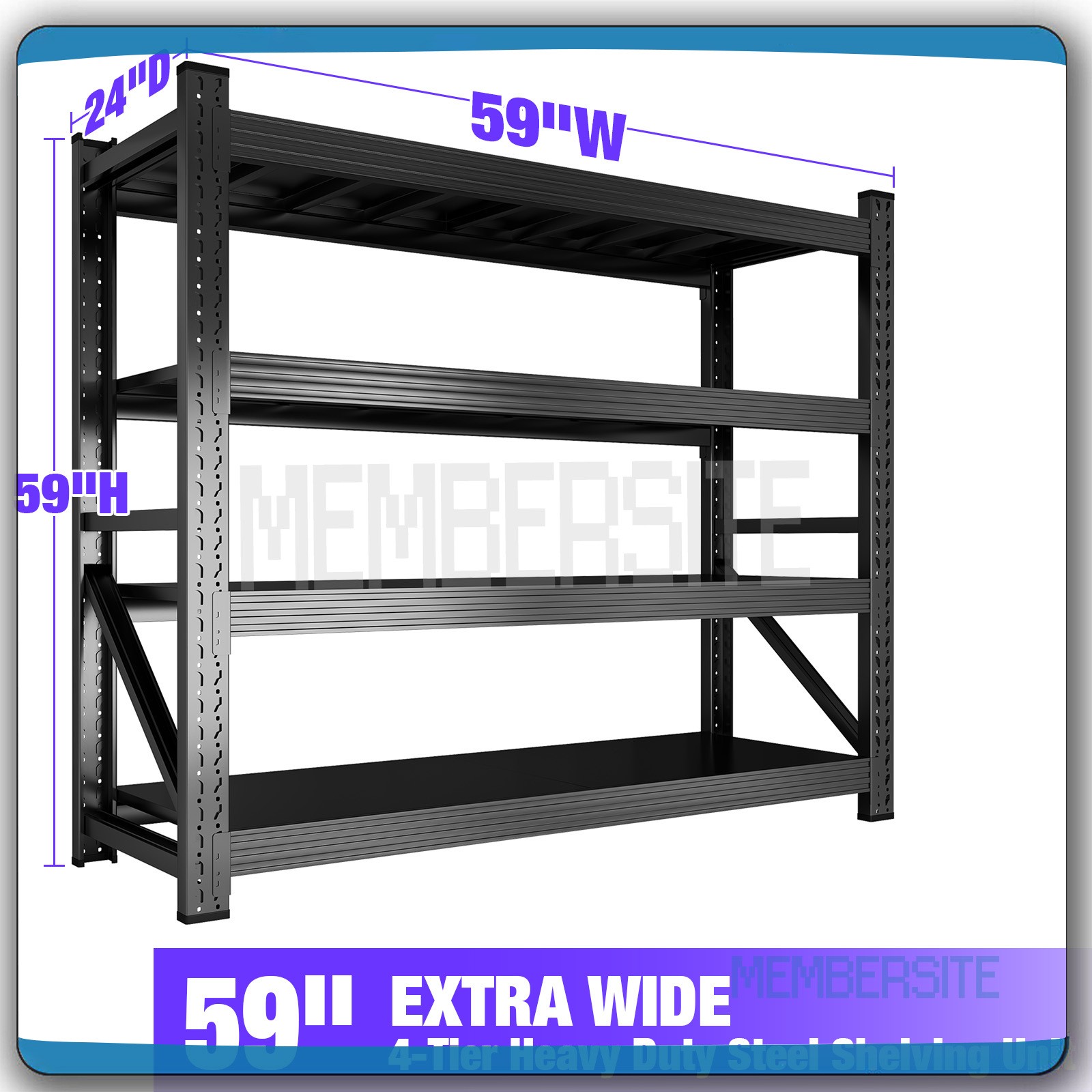 63" H/ 71" H Garage Shelving Heavy Duty 5 Tier Metal Storage Shelves Adjustable