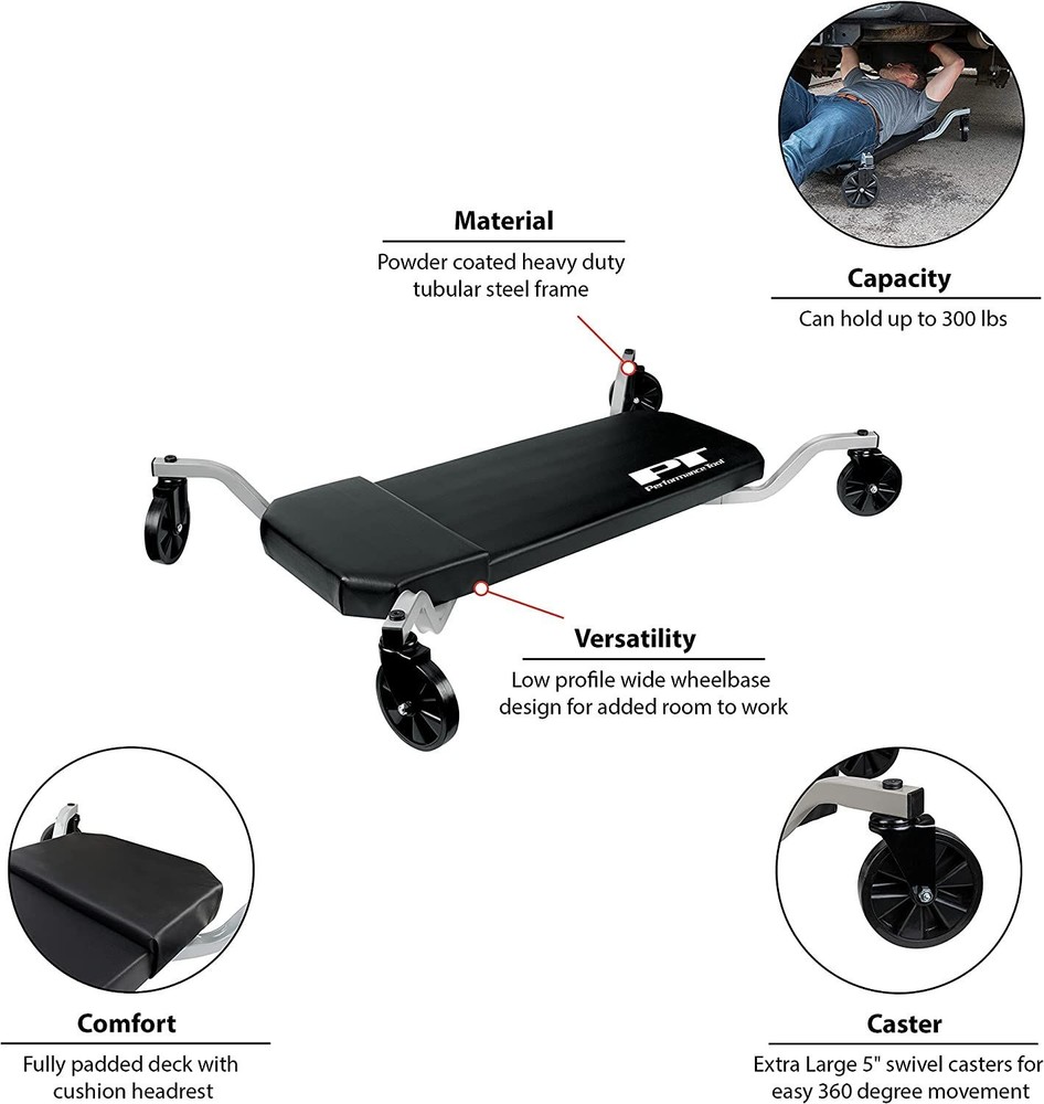Performance Tool W85014 Oversized Shop Mechanic X-Frame Creeper Extra Padding