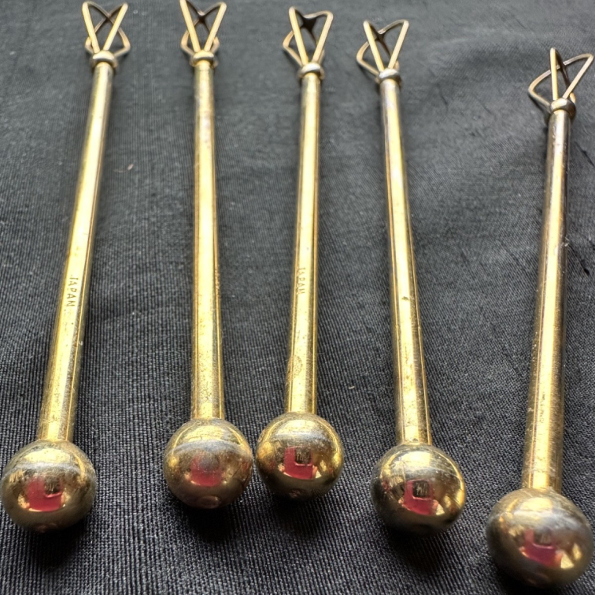 Vintage Miniature Metal Champagne Whisks, Plated Japan (Set of 5)