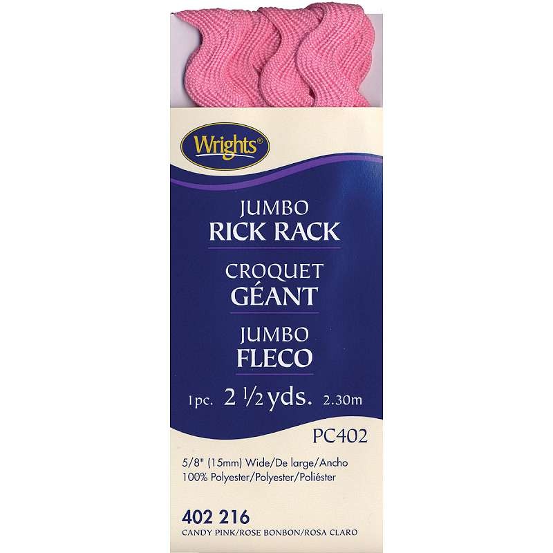Jumbo Rickrack 5/8"X2-1/2yd Candy Pink