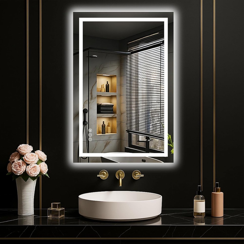 20x28" LED Bathroom Mirror Lighted Vanity Wall Mirror, Horizontal and Vertical