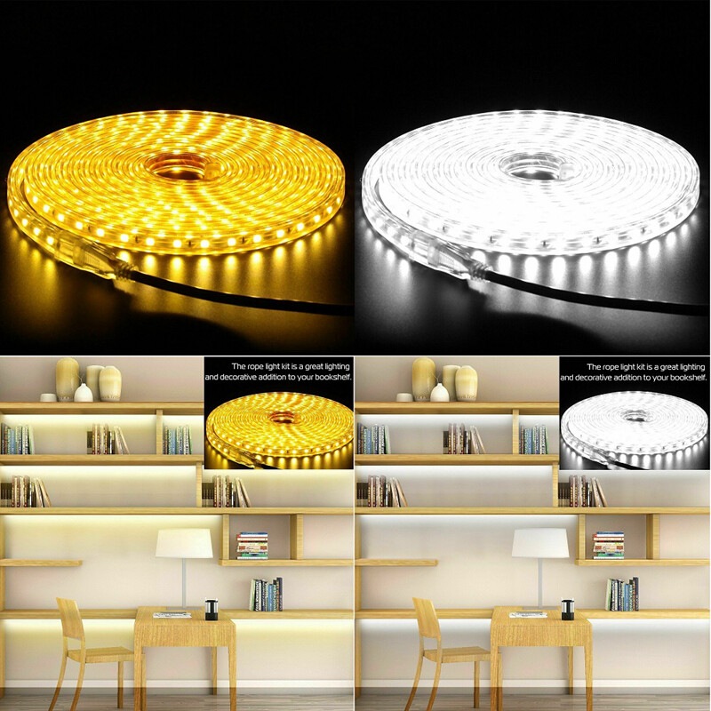 5050 LED Strip Light Flexible Tape Lighting Rope Home Outdoor With US Plug 110V