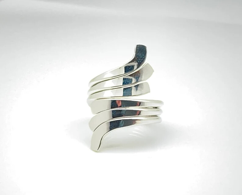 Wrap Around Ring Solid925 Sterling Silver Band &Statement Handmade Ring All size