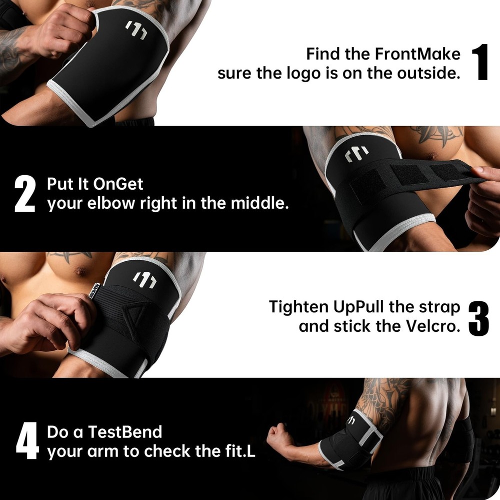 MANUEKLEAR Adjustable Compression Elbow Wraps for Weightlifting(1 Pair), Elbo...