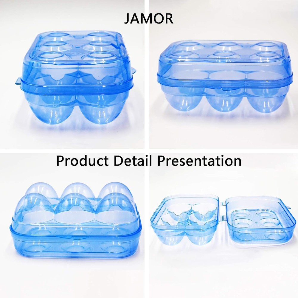 JAMOR 6 Grid Egg Storage Box Refrigerator Crisper Protection Blue