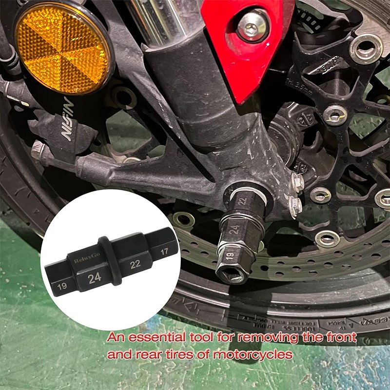 Hex Axle Tool for Motorcycle Front Rear Wheel, 45# Steel Hex Spindle Socket 2PCS