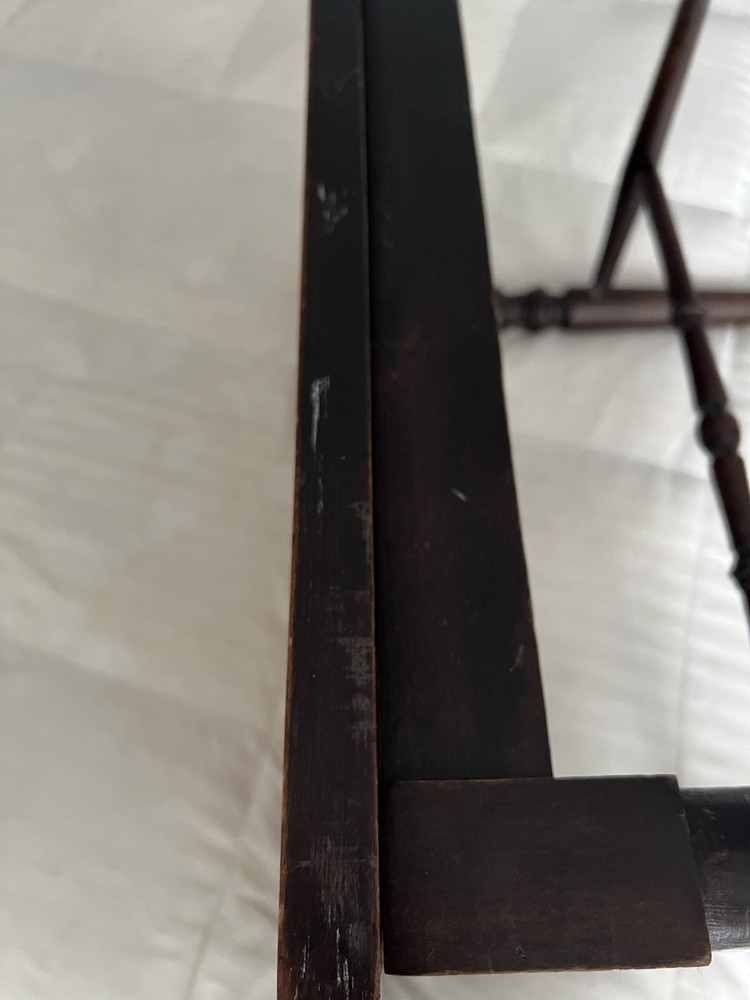 VTG Solid Walnut Vanity Bench Piano Stool Cane Bottom Turned Legs