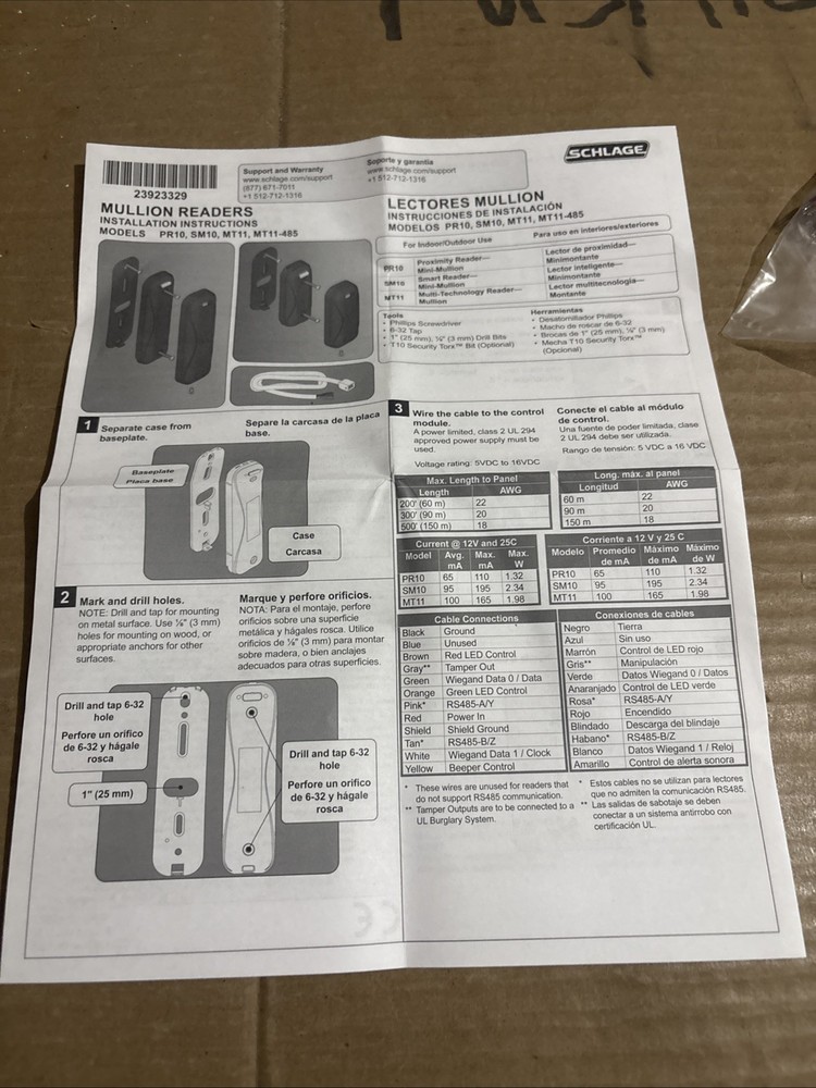 Brand New-Open Box-Schlage MT11 Multi-Technology Mullion Reader