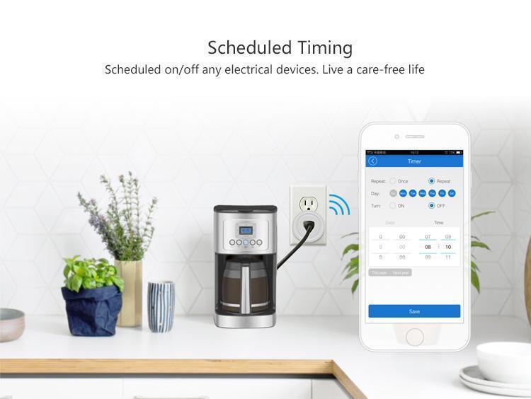 10A Smart Plug WiFi Smart Socket App Remote Outlet Switch for Echo Alexa Google