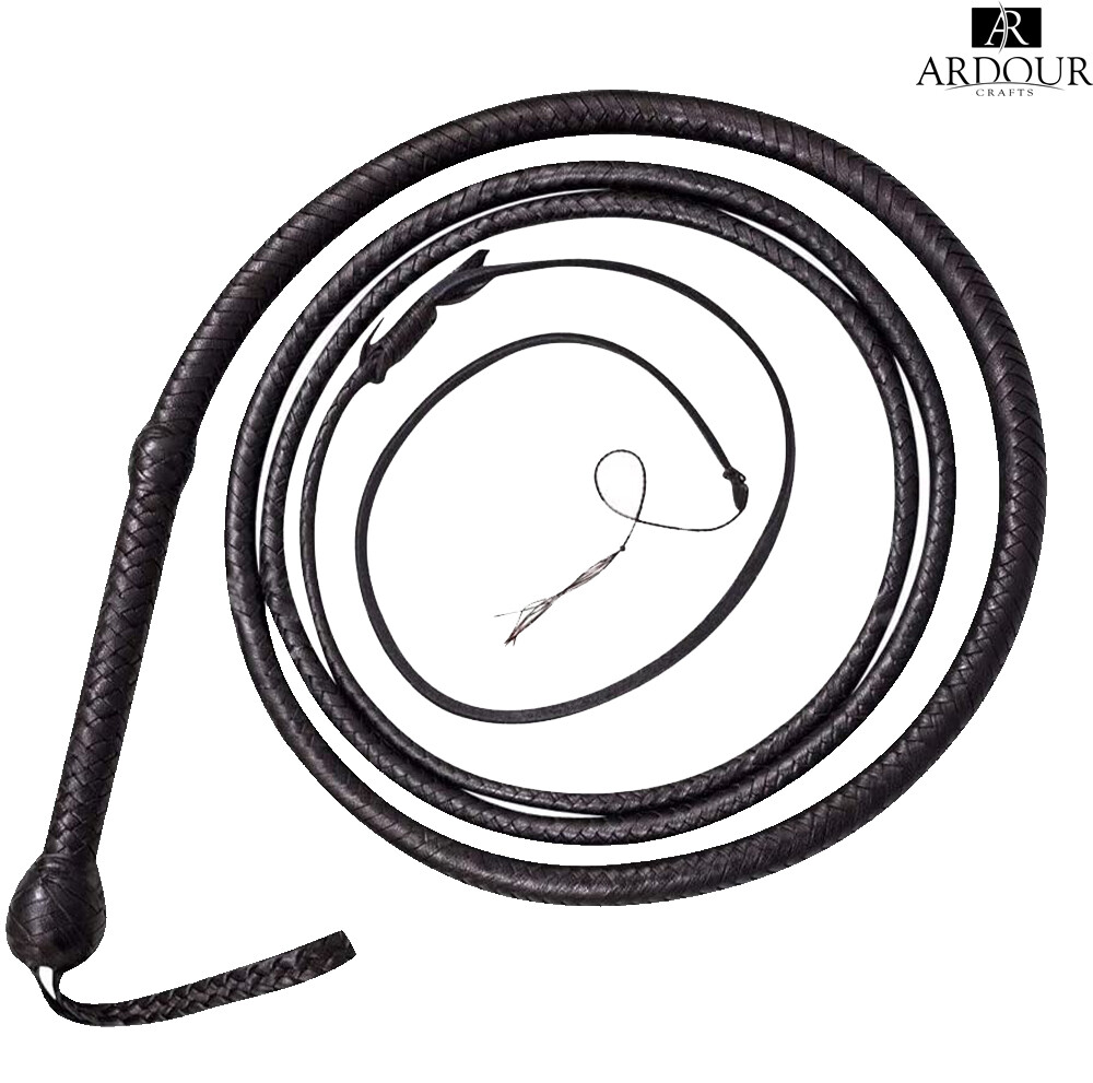Leather Bullwhip 4–12FT Handmade 16 Plait Braided Custom Heavy Duty Whip