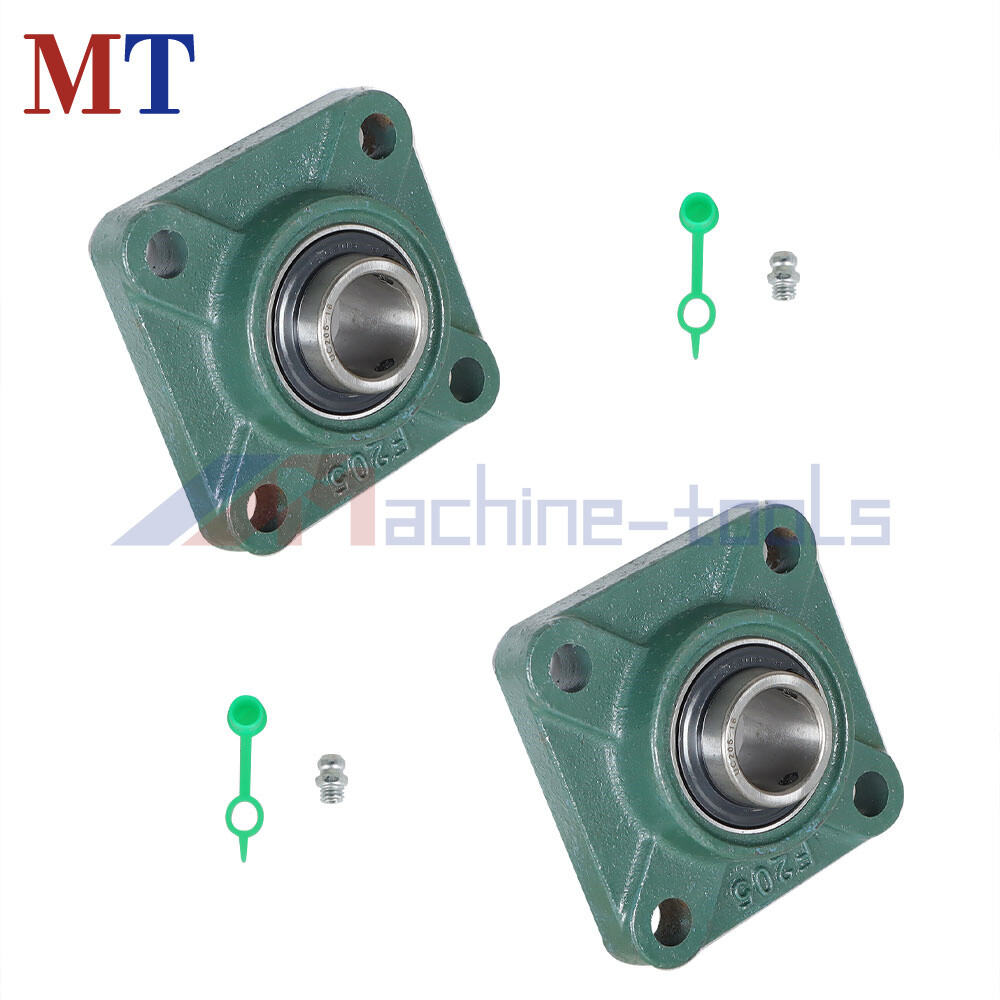2 Pack UCF205-16 Solid Base Pillow Block Flange Mounted Bearing 1" Bore 4 Bolt