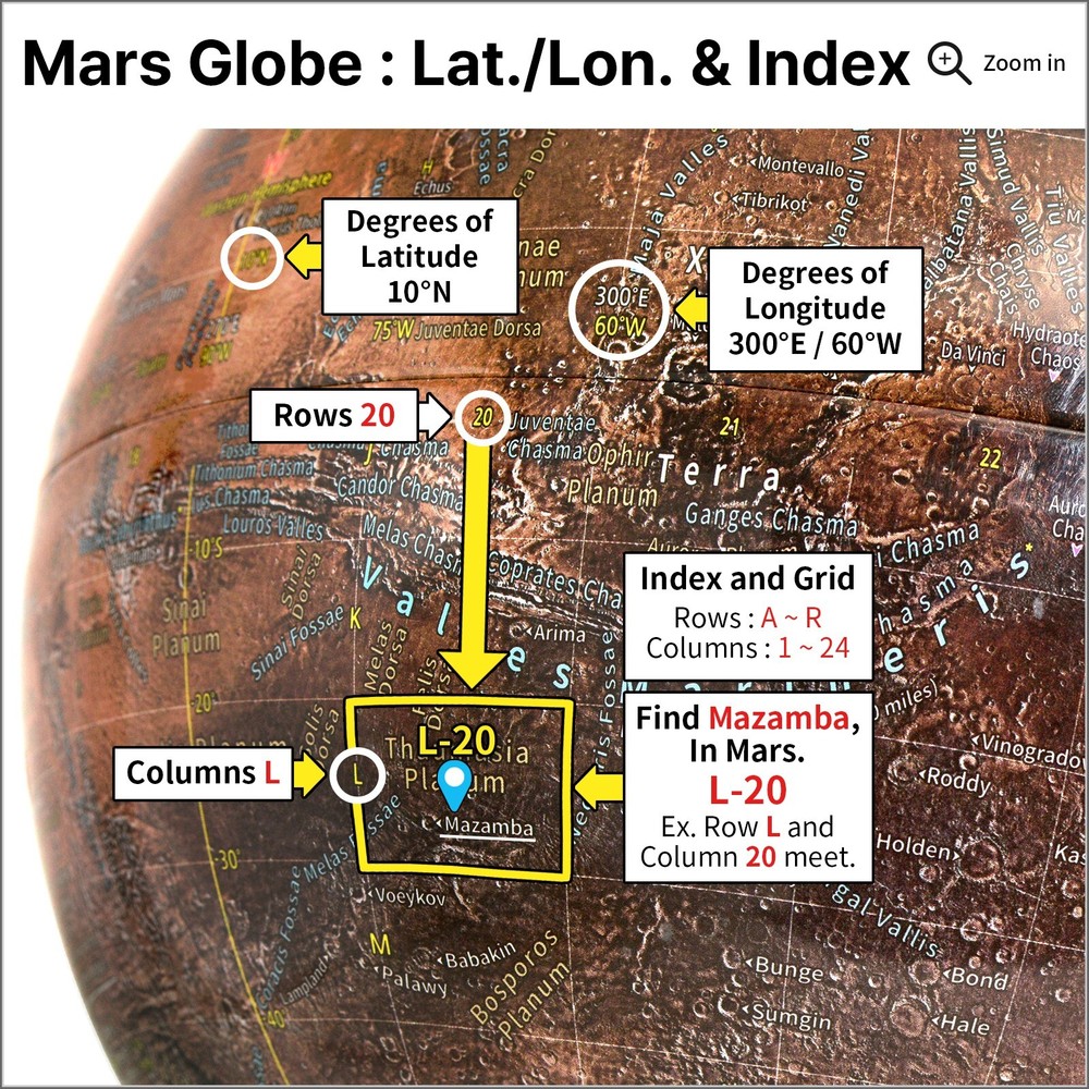 Mapsoft Explorer Illuminated Mars Globe, 24cm/9.5", RI-24, Lamp, Light, LED