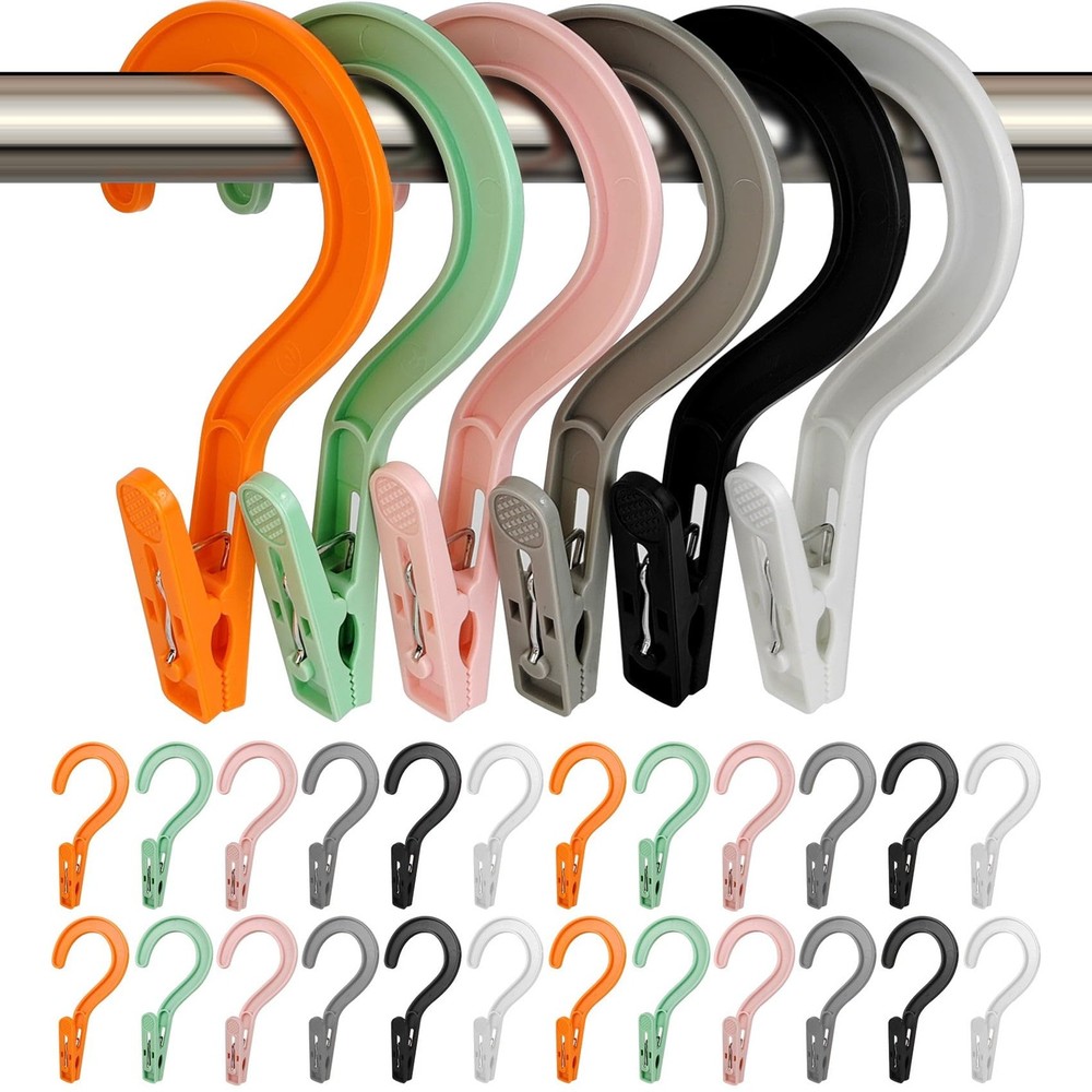 Laundry Hooks Boot Hangers Plastic Clothes Pins 2.7*5.1, Multicolor 24pcs