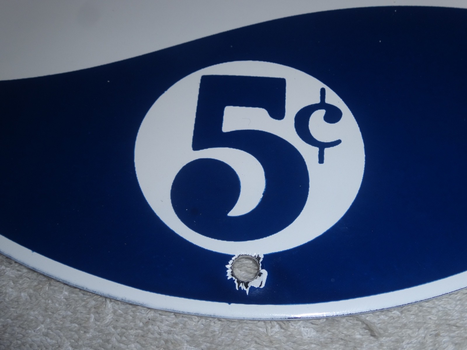 VINTAGE DRINK PEPSI COLA 5 CENTS! 11 3/4" PORCELAIN METAL SODA GASOLINE OIL SIGN