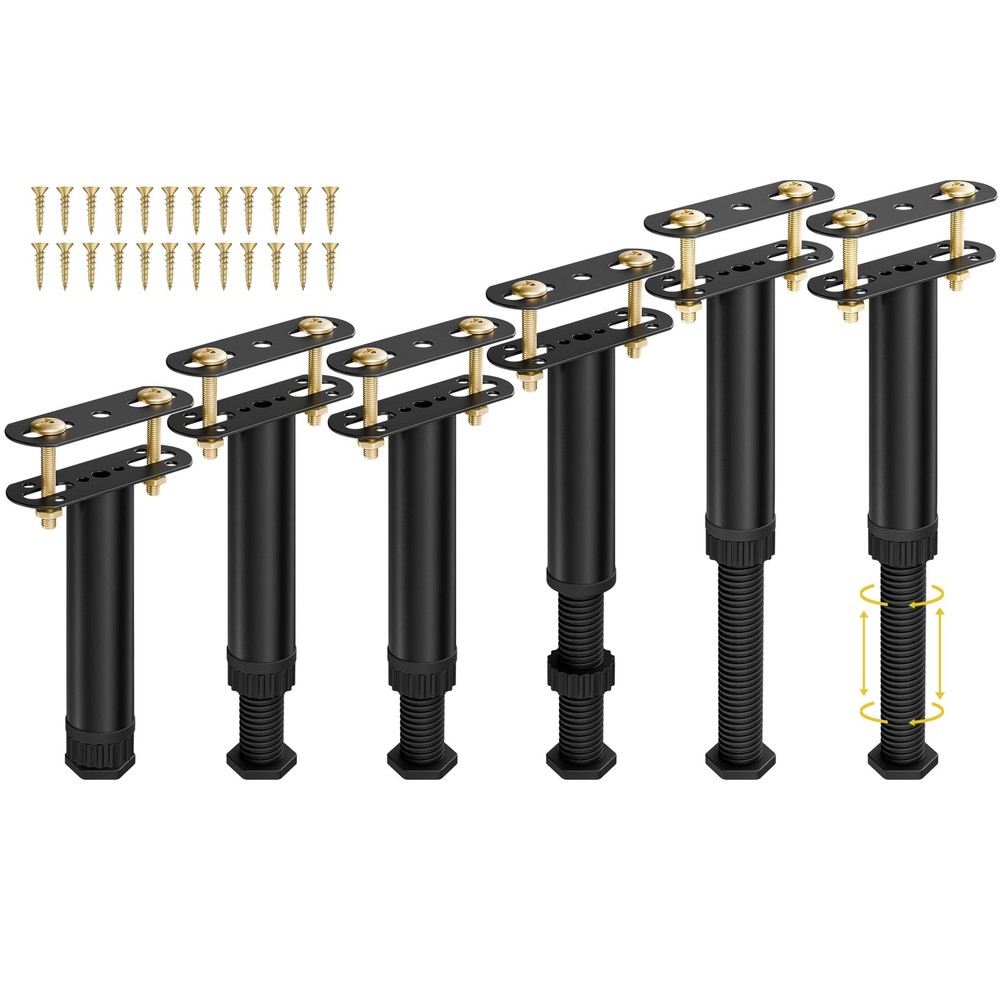 6 Pcs Adjustable Height Bed Legs 7.08-12.5 inch with Locking Ring, Bed Frame ...