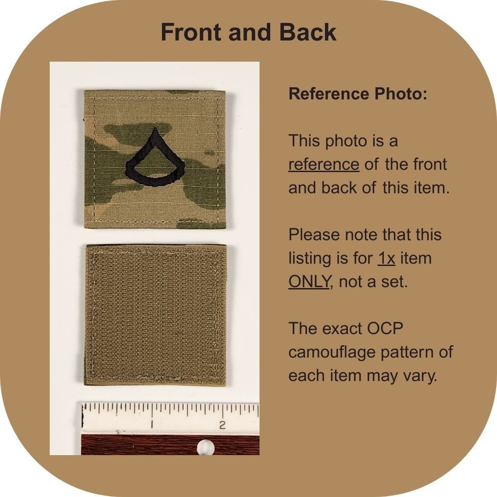 Private First Class (PFC) OCP Rank Patch U.S. Army Combat Uniform (ACU) Hook