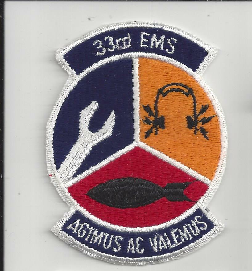 PATCH USAF 33RD EMS EQUIPMENT MAINTENANCE SQ EGLIN AFB