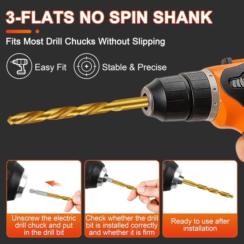 21 Pcs Titanium Coated Twist Hex Shank Drill Bit Set for DEWALT 1361