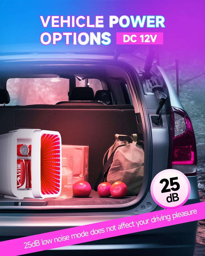 Mini Fridge, 4 Liter/6 Cans Small Refrigerator With Dimmable LED Light,AC/DC ...