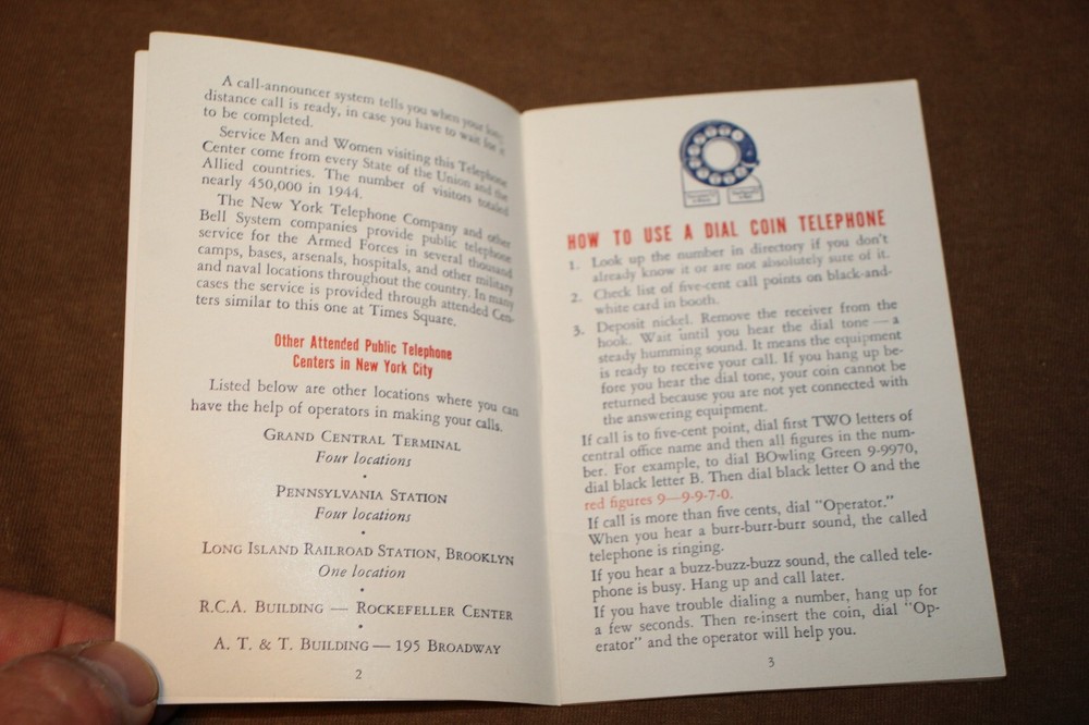 Original WW2 U.S. Homefront Booklet "For Members in the Armed Forces in NYC"