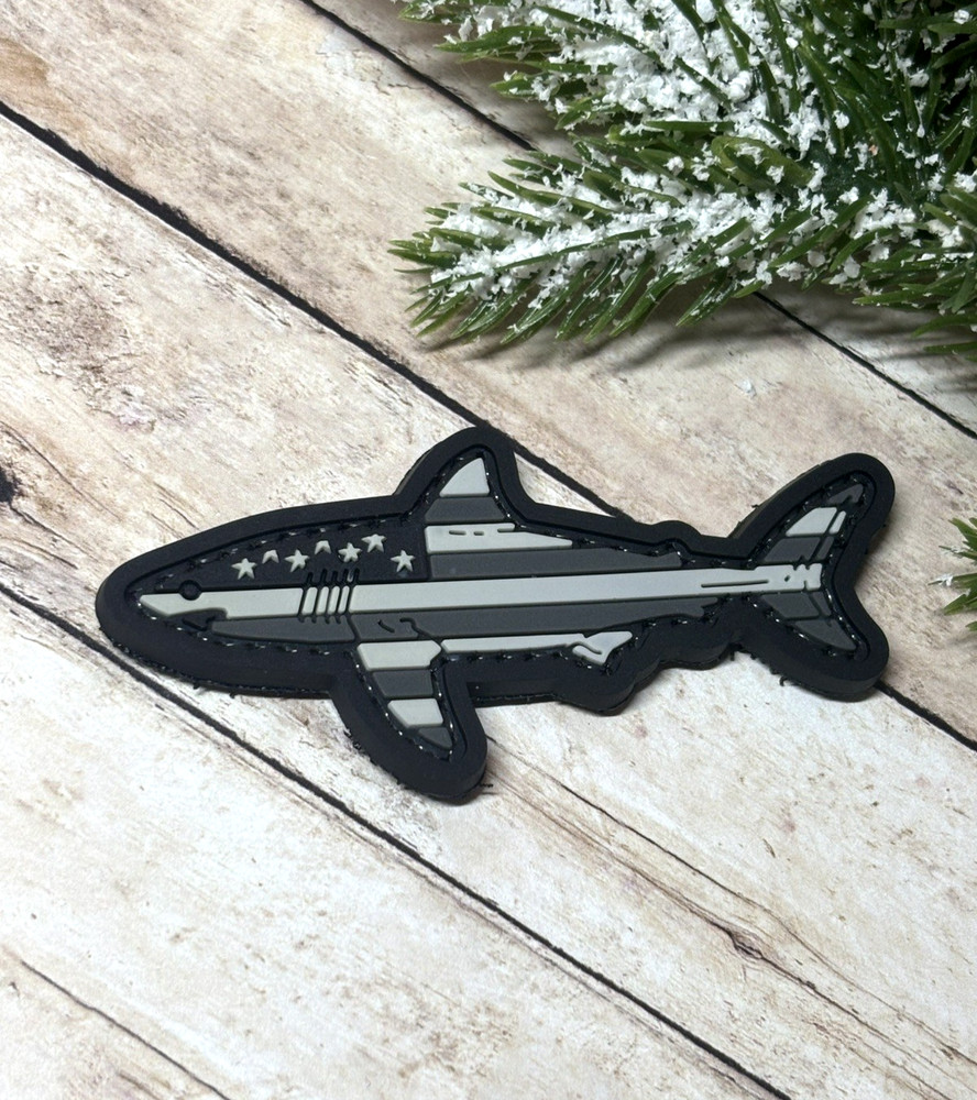 PVC Tactical Patch - Morale American Flag Shark Patch - Navy Shark Patch