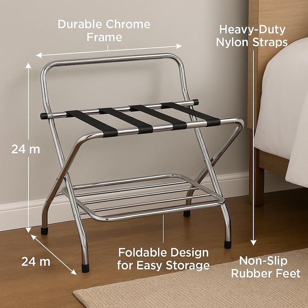USTECH - Luggage Rack-Double Tier with High Back